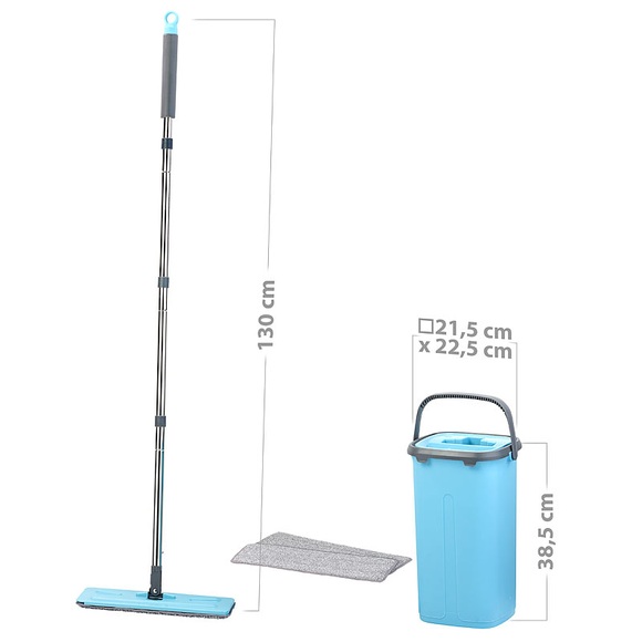 AtomiClean Kompaktes Bodenwisch-System, 2-Kammer-Eimer, 4-tlg. Griff, bis 130 cm