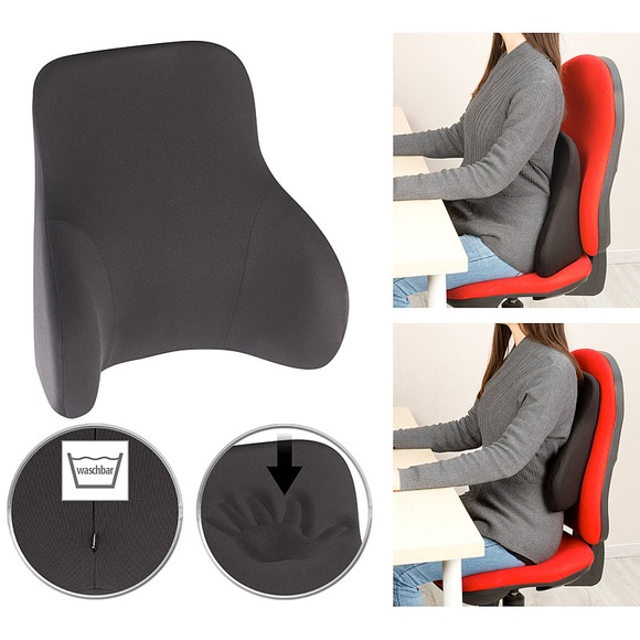 newgen medicals Memory-Foam-Rückenkissen, 3-Zonen-Stütze für ergonomische Sitzhaltung