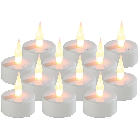 Lunartec 12er-Set LED-Teelichter mit Luftzugsensor und beweglicher Flamme