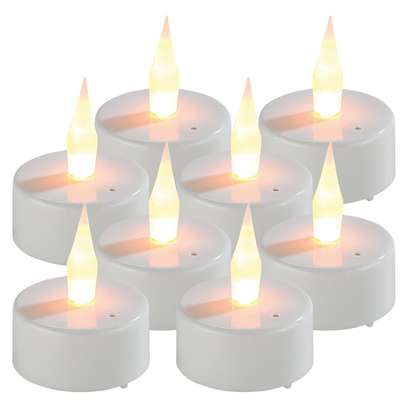 Lunartec 8er-Set LED-Teelichter mit Luftzugsensor und beweglicher Flamme