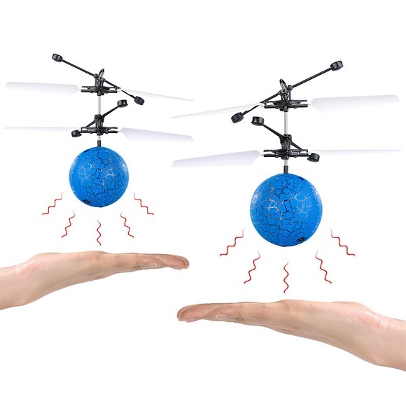 Simulus 2er-Set Selbstfliegende Hubschrauber-Bälle mit bunter LED-Beleuchtung