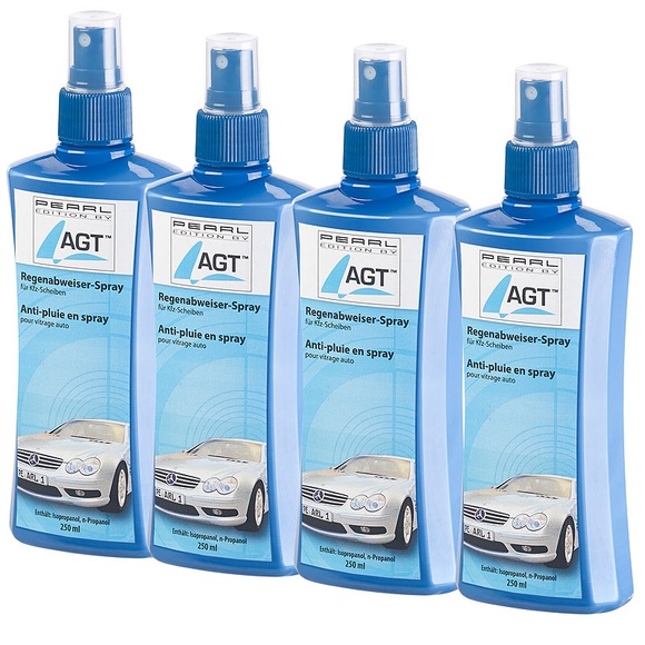 AGT 4er-Set Regenabweiser-Spray für Kfz-Scheiben, je 250 ml