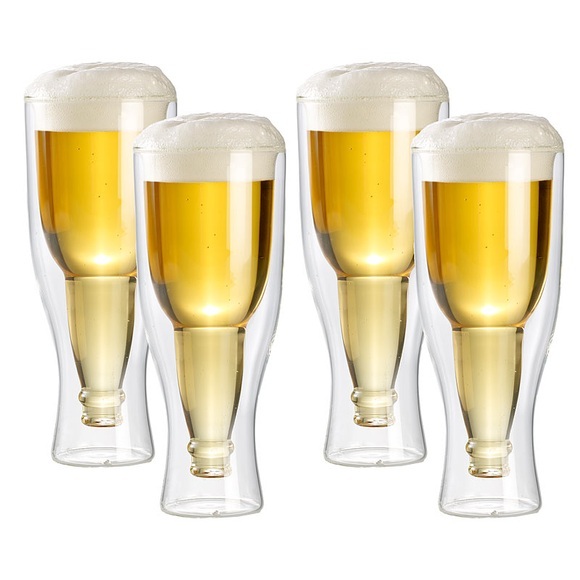 infactory Doppelwandiges Bierglas 0,2 l im 4er-Set