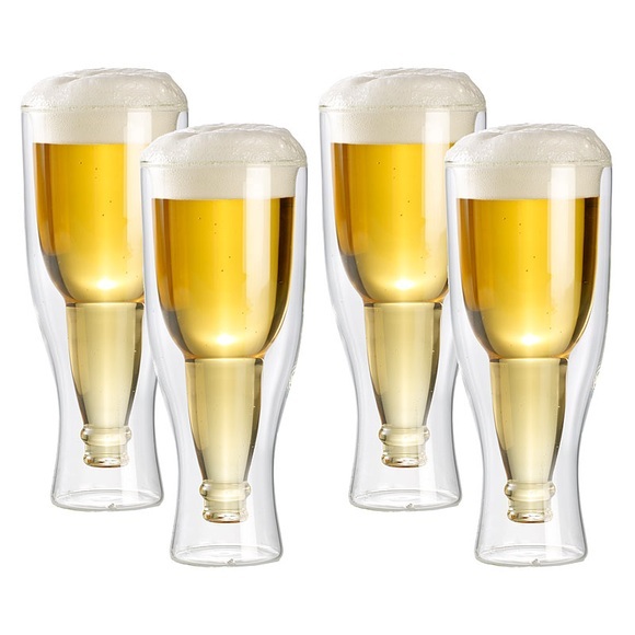 infactory Doppelwandiges Bierglas 0,33 l im 4er-Set