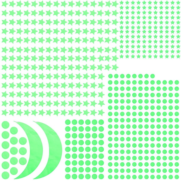 infactory Phosphoreszierende Sternenhimmel-Wandsticker, 600er-Set, für Raufaser