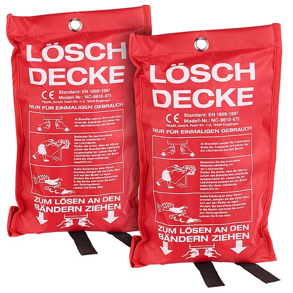Semptec Urban Survival Technology 2er-Set Glasfaser-Feuerlöschdecke, 100 x 100 cm