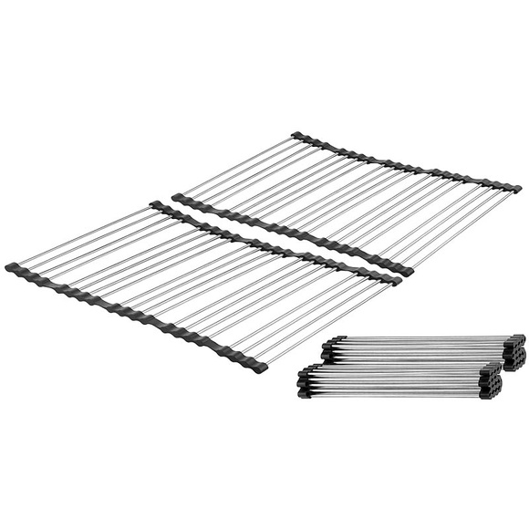 Rosenstein & Söhne 2er-Set faltbare XXL-Edelstahl Abtropf-Auflagen, 55 x 45cm