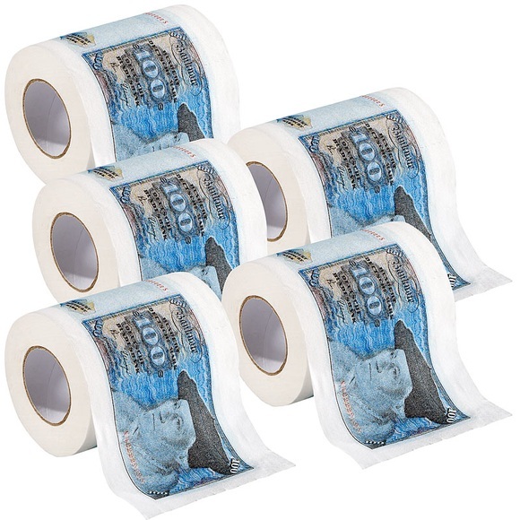 infactory Retro-Toilettenpapier "100 D-Mark", 5 Rollen