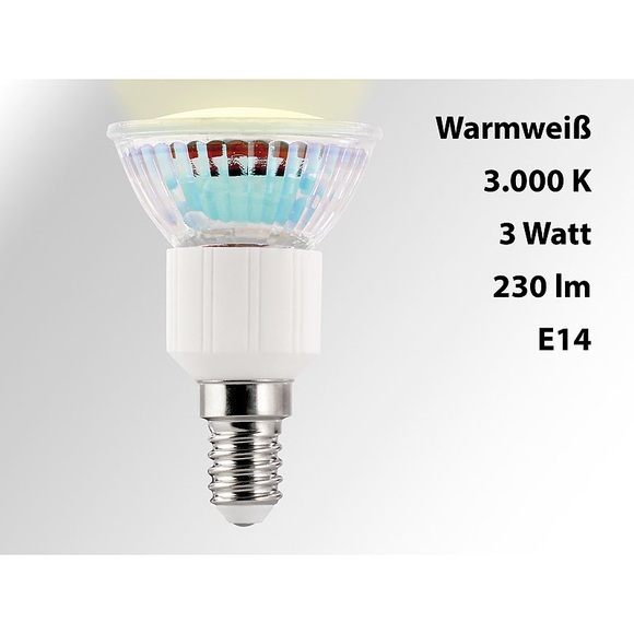 Luminea LED-Spot Sockel E14, 3 Watt, warmweiss, 3000 K, 230 Lumen