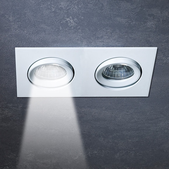 Luminea Einbaurahmen MR16 (GU10/GU5.3), weiss, rechteckig, Duo, für 2 Strahler