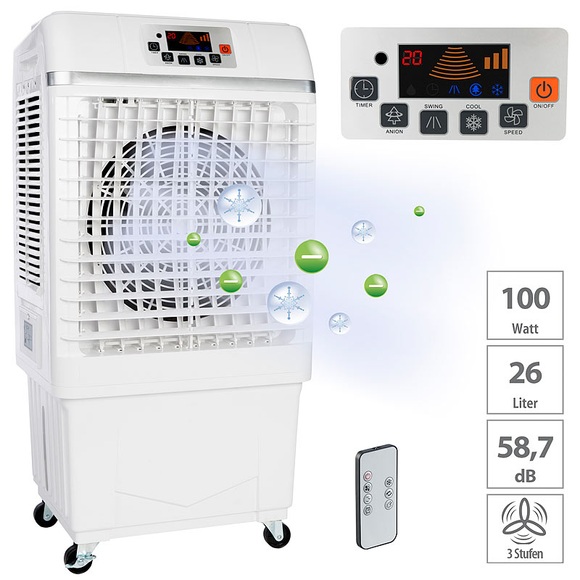 Sichler Haushaltsgeräte 2in1-Luftkühler & Luftbefeuchter mit Ionisator, 26 Liter, 100 W, 25 m²