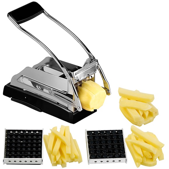 Rosenstein & Söhne Profi-Pommes- & Gemüseschneider mit 3 Schneide-Gittern und Saugfuss