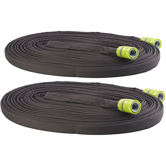 Royal Gardineer 2er-Set flache Perlschläuche, Schnellanschluss & Stopp-Ventil, 30 m