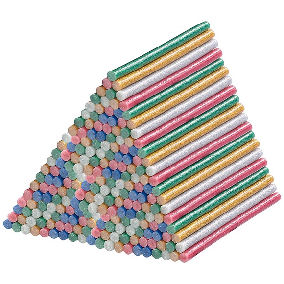 AGT 4er-Set 50 Klebesticks für Pistolen, 11 x 200 mm, bunt glitzernd