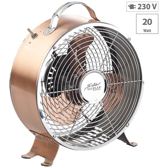 Sichler Haushaltsgeräte Tisch-Ventilator aus Vollmetall im Retro-Design, 20 Watt