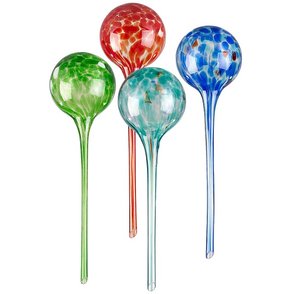 Royal Gardineer 4er-Set Giessfrei-Bewässerungs-Kugeln aus Glas, bunt, Ø 8,5 cm
