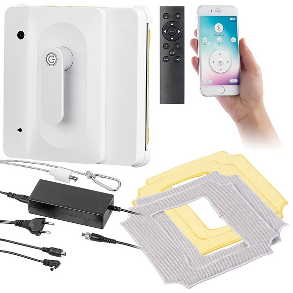 Profi-Fensterputz-Roboter PR-040 mit Bluetooth, App & Sicherungs-Seil / Fensterputzroboter
