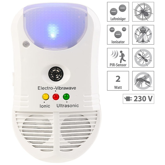 Exbuster 3in1-Ultraschall-Schädlingsvertreiber, PIR-Nachtlicht & Luftreiniger