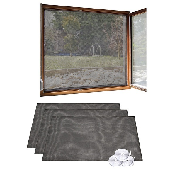 infactory 3er Set Fliegengitter für Fenster, 130 x 150 cm inkl. 6 m Klebeband