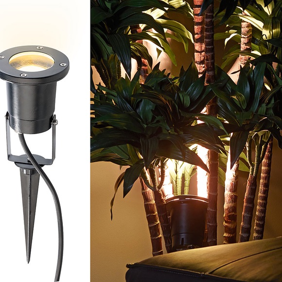 Luminea Indoor-Pflanzenstrahler, einflammig, GU10, schwarz 1,5M Kabel