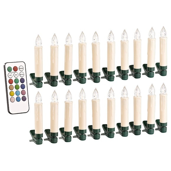 Lunartec RGB-Weihnachtsbaumkerzen mit IR-Fernbedienung, 20er Set
