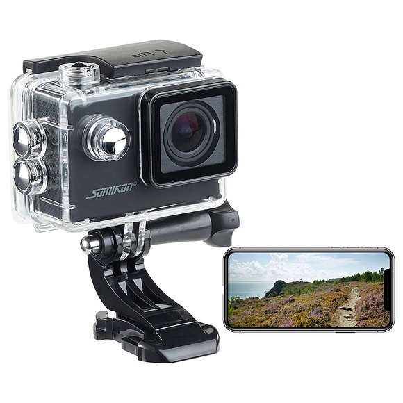 Somikon Einsteiger-4K-Action-Cam, WLAN Full HD (60 fps) mit Unterwassergehäuse