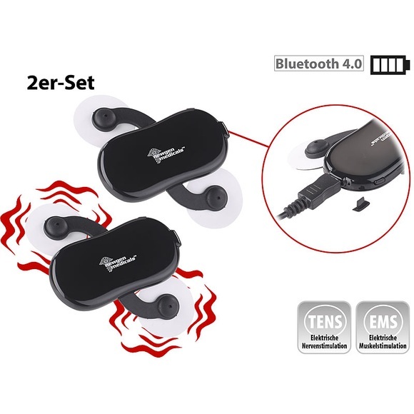 newgen medicals 2er-Set 2in1-Akku-Stimulator, EMS & Massage, Bluetooth, App-Steuerung