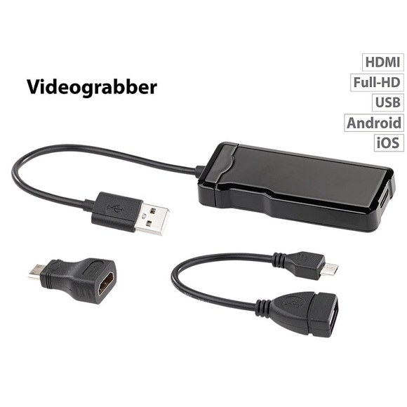 auvisio USB-HDMI-Videograbber für Videos bis Full HD (1080p), mit OTG-Adapter