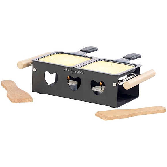 Rosenstein & Söhne Teelicht-Raclette für 2 Personen, mit Schabern und Teelichtern
