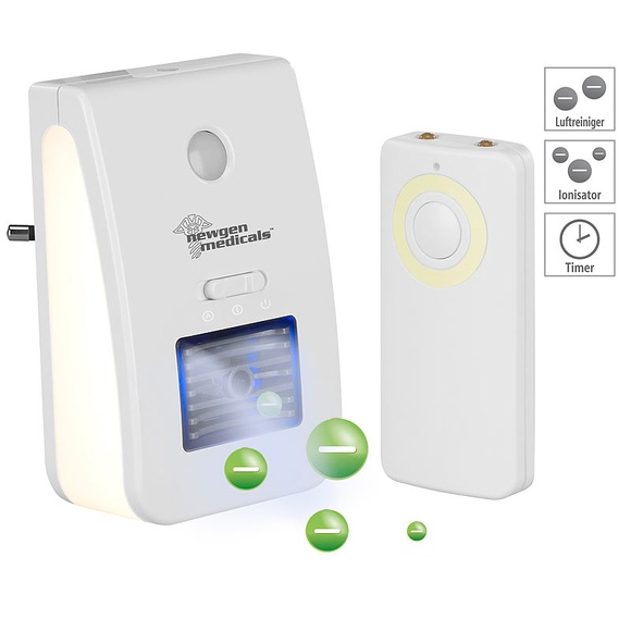 2in1-Ionisator-Luftreiniger & Nachtlicht, Fernbedienung, Timer, 20 m²