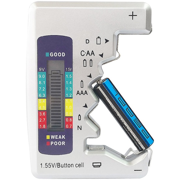 Kompakter Multi-Batterietester mit LCD-Display für gängige Batterien / Batterietester