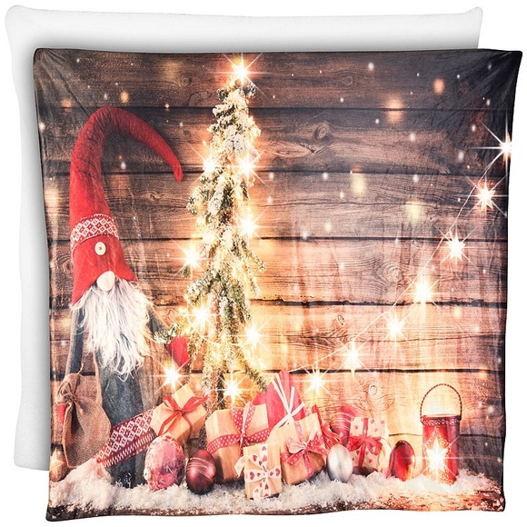 Kuscheldecke mit Weihnachtsmotiv und 10 warmweissen LEDs, 150 x 140 cm / Weihnachtsdecke