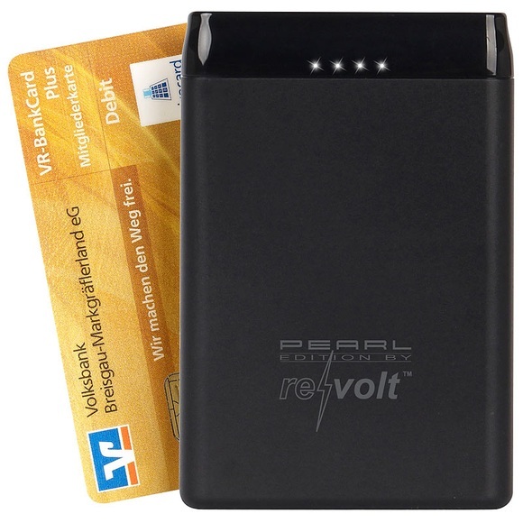 revolt Powerbank im Kreditkarten-Format, 5.000 mAh, 2 USB-Ports, 2,4 A, 12 W