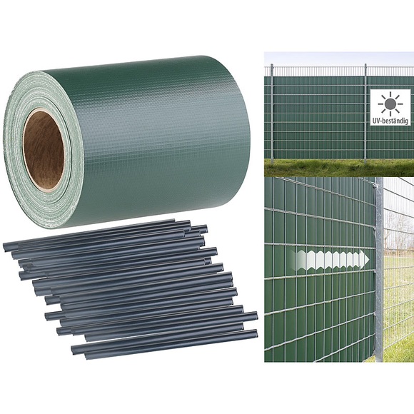 Royal Gardineer Sichtschutz-Folie für Stabmattenzäune, 28 Klemmstreifen, 35 m x 19 cm