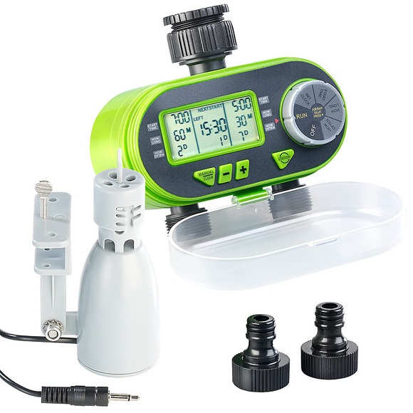 Royal Gardineer Digitaler Bewässerungscomputer BWC-200 mit 2 Anschlüssen & Regensensor