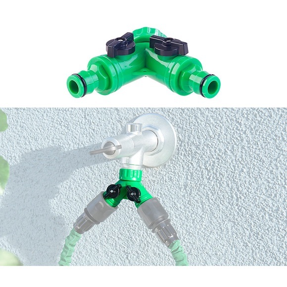 Royal Gardineer 2-Wege-Wasserhahn-Adapter mit 2 Ventilen für Gartenschläuche
