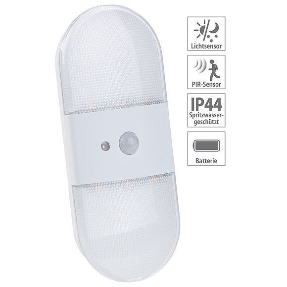 Pearl Batterie-LED-Wandleuchte, Bewegungs- & Licht-Sensor, 80 Lumen, IP44