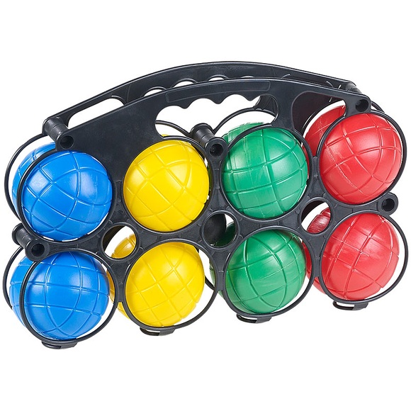 Pearl Boule- & Boccia-Spiel mit 8 Kunststoff-Kugeln, Ziel-Kugel & Tragekorb