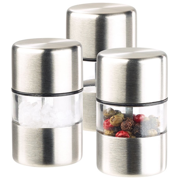 Pearl Mini-Salz-/Pfeffermühle, Edelstahl, Keramikmahlwerk, 3er-Set