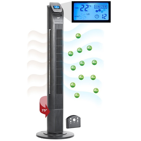 Sichler Haushaltsgeräte 3-stufiger Design-Turmventilator mit Ionisator, 75°-Oszillation, 50 W