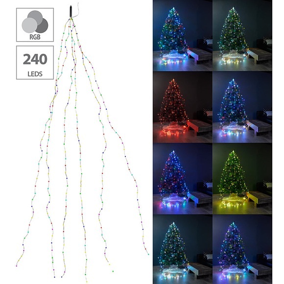 Lunartec Christbaum-Überwurf-Lichterkette, 240 bunte LEDs, 6 Girlanden, je 4 m