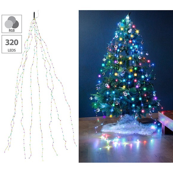 Lunartec Christbaum-Überwurf-Lichterkette, 320 bunte LEDs, 8 Girlanden, je 4 m