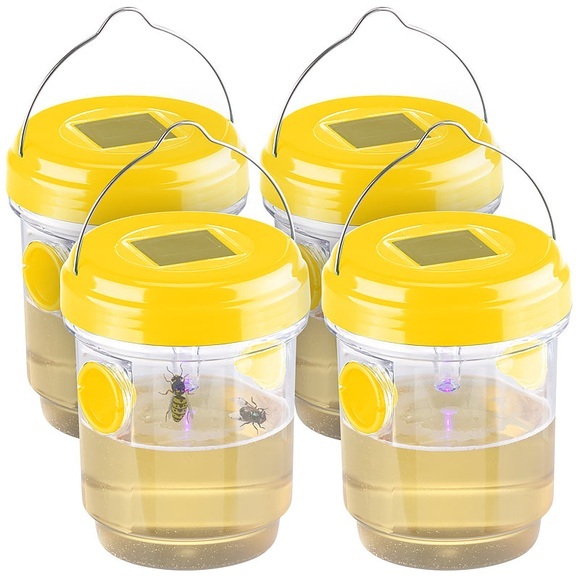 Exbuster 4er-Set giftfreie Solar-LED-Insektenfalle z. Aufhängen oder Hinstellen