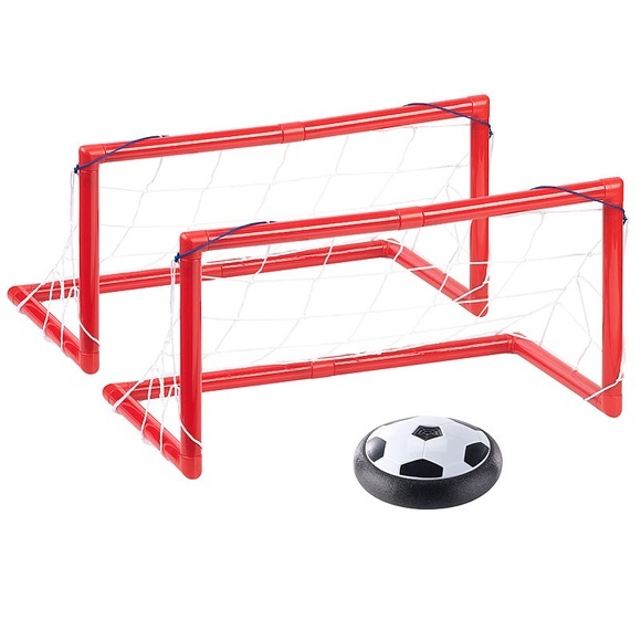 Playtastic Luftkissen-Indoor-Fussball, LEDs, Möbelschutz, 2 Tore, Batteriebetrieb