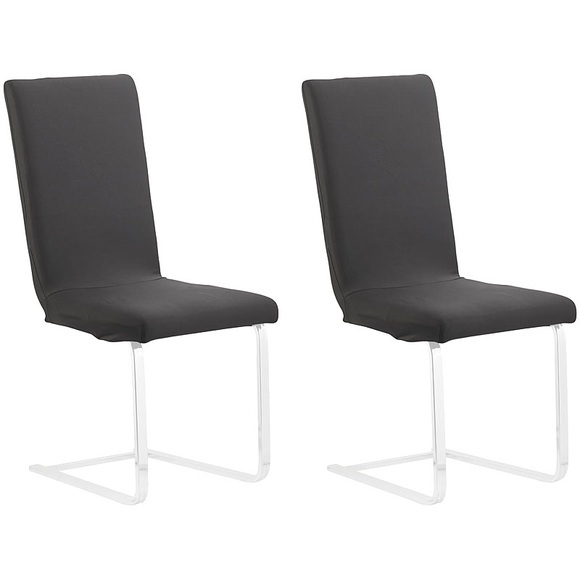 infactory 2er-Set Stretch-Stuhlhusse mit Lehne, OEKO-TEX® Standard 100, schwarz