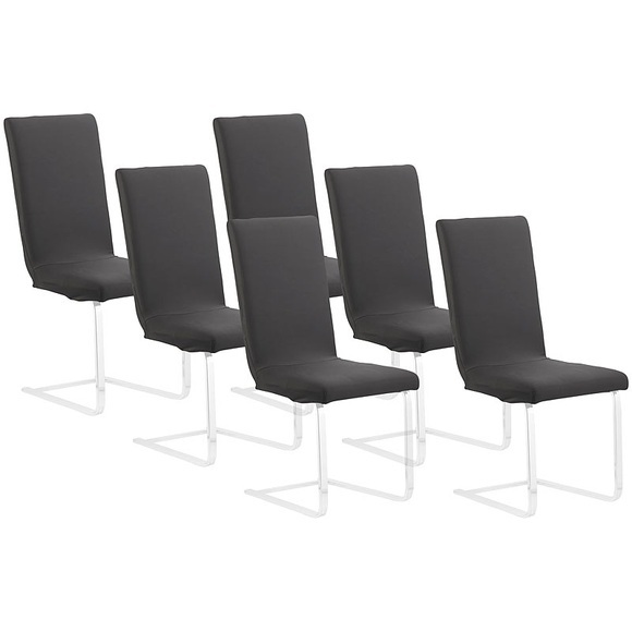 infactory 6er-Set Stretch-Stuhlhusse mit Lehne, OEKO-TEX® Standard 100, schwarz