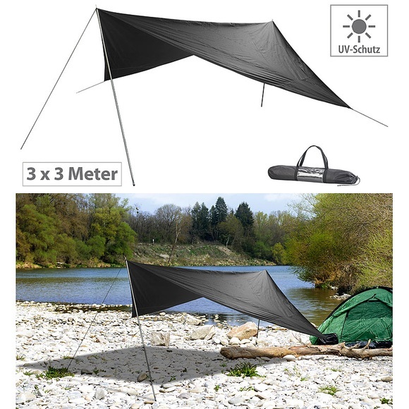 Semptec Urban Survival Technology Leichtes und robustes Outdoor-Sonnensegel, 3 x 3 m, mit Zubehör