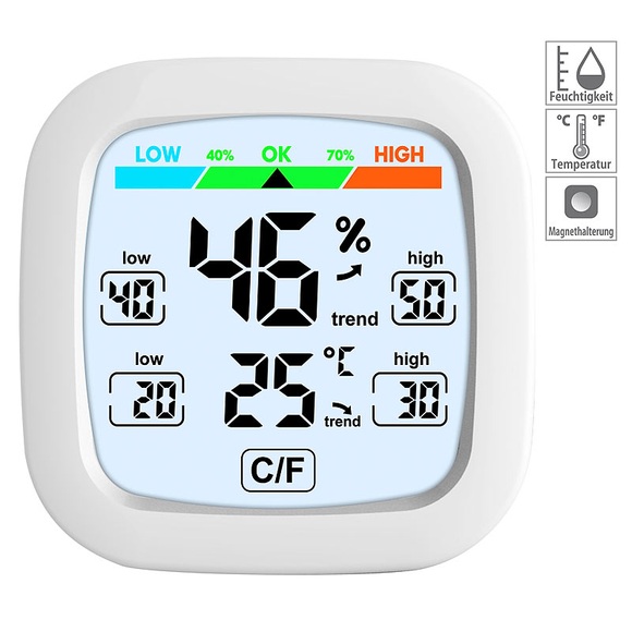 infactory Digitales Hygrometer und Thermometer mit Trendanzeige und Komfortindex