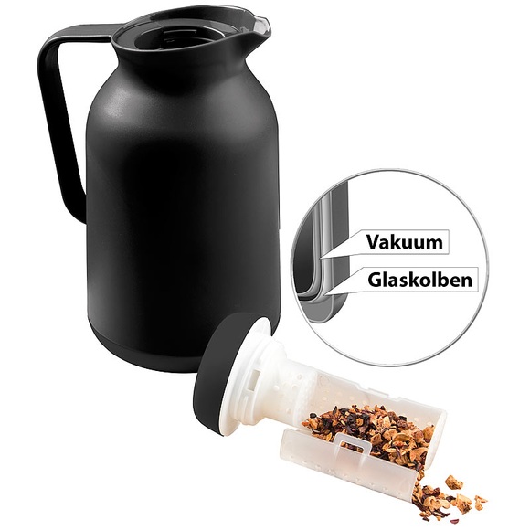 Rosenstein & Söhne 2in1-Vakuum-Isolierkanne für Kaffee und Tee, mit Teesieb, 1 Liter