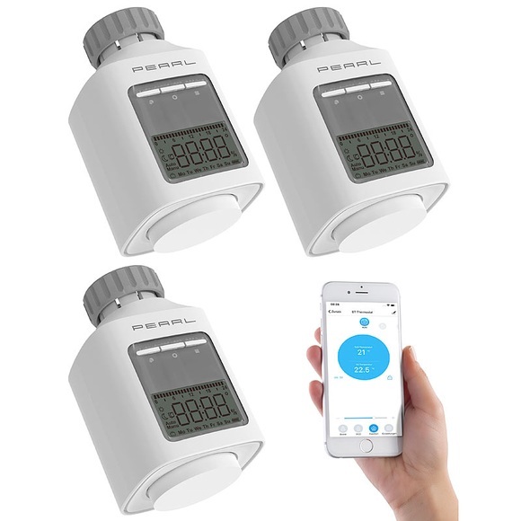 Pearl 3er-Set Programmierbares Heizkörper-Thermostat mit Bluetooth & App